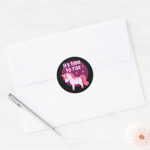 Es ist an der Zeit, Kawaii niedliches rosa Einhorn Runder Aufkleber