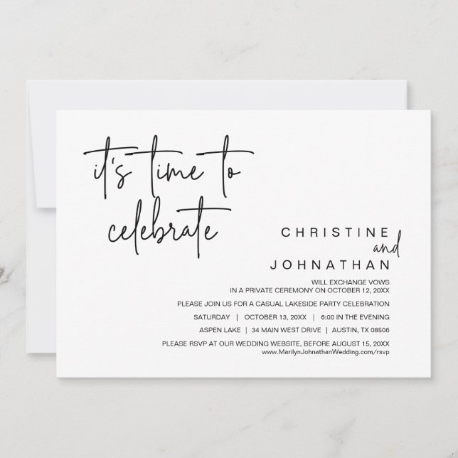Es ist an der Zeit zu feiern, Hochzeitsfeier-Party Einladung (Vorderseite)