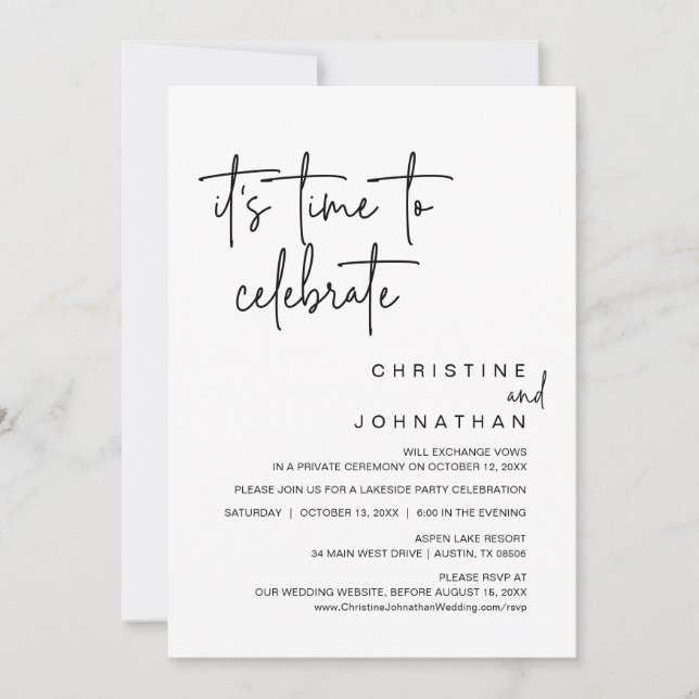 Es ist an der Zeit zu feiern, Hochzeitsfeier-Party Einladung (Vorderseite)