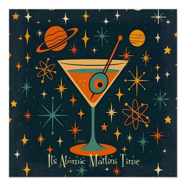 Es ist Atomic Martini Time Cosmic Stars Poster (Vorderseite)