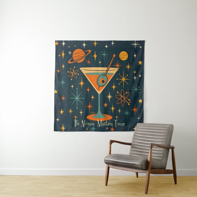 Es ist Atomic Martini Time Cosmic Stars Wandteppich (Beispiel)