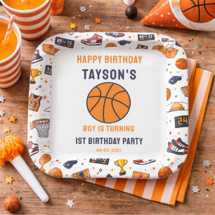 Es ist Basketball-Spielzeit zum 1. Geburtstag im R Pappteller