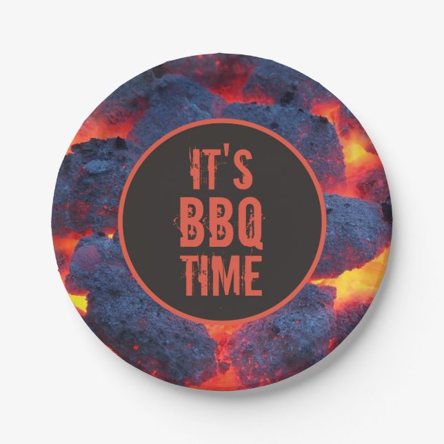 Es ist BBQ-Zeit Pappteller (Vorderseite)