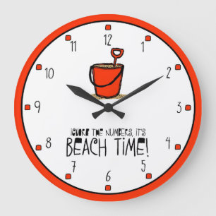 Es ist Beach Time! Orange-Red Große Wanduhr