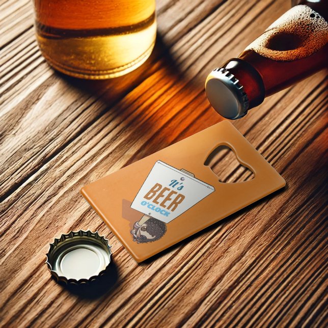 Es ist Beer O'Clock Niedlich Funny Igel Cartoon Geldbeutel Flaschenöffner (Von Creator hochgeladen)