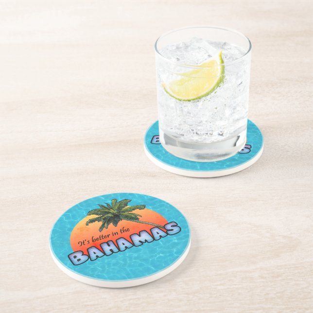 Es ist besser auf den Bahamas Sandstein Untersetzer (Seite)