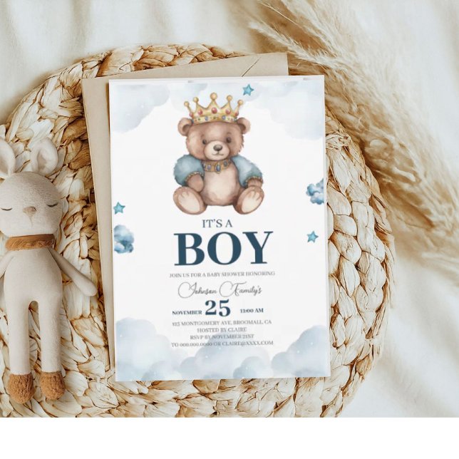 ES IST BOY Bear Baby Shower Einladung (Von Creator hochgeladen)