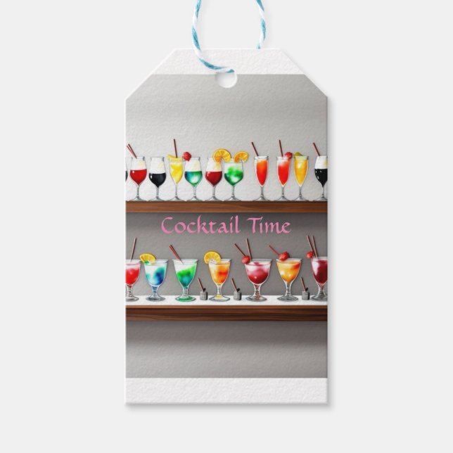 Es ist Cocktail Time Party Sticker Farbige Getränk Geschenkanhänger (Vorderseite)