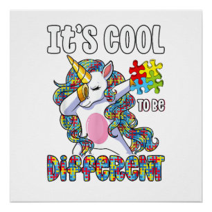 Es ist cool anders zu sein Dabbing Einhorn Autismu Poster