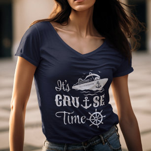 Es ist Cruise Time White Typografy Women's V-Hals T-Shirt