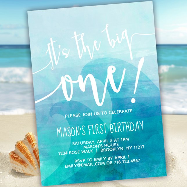Es ist das Big One Wave 1st Birthday Invitation Su Einladung (Von Creator hochgeladen)