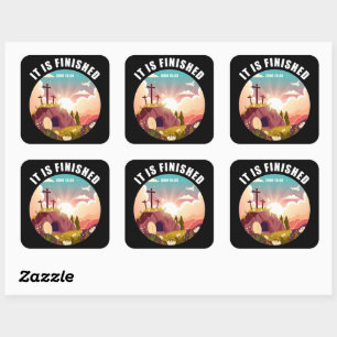 Es ist der Christliche Glaube an das Osterkreuz be Quadratischer Aufkleber