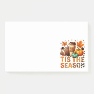 Es ist die Herbstsaison mit Football und Kaffee Post-it Klebezettel