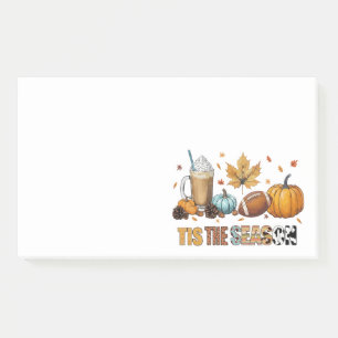 Es ist die Herbstsaison mit Football und Kaffee Post-it Klebezettel