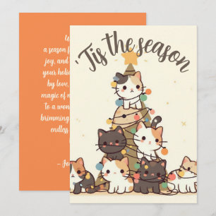 Es ist die Jahreszeit Dreifarbenkatze Weihnachtsba Feiertagskarte