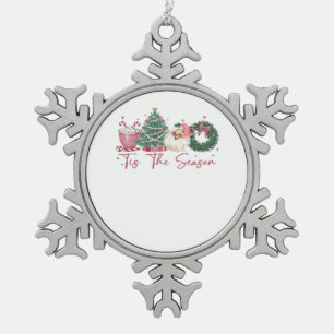 Es ist die Jahreszeit Frohe Weihnachten Süße Xmas- Schneeflocken Zinn-Ornament