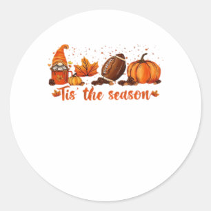 Es ist die Jahreszeit Herbst-Gnom-Fußball-Design Runder Aufkleber