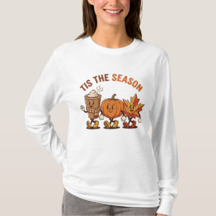 Es ist die Jahreszeit Retro-Kürbis-Kaffee Herbstbl T-Shirt