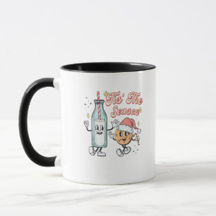 Es ist die Jahreszeit Retro Milch und Kekse Weihna Tasse