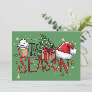 Es ist die Jahreszeit Weihnachtsbaum Latte Kaffee  Feiertagskarte