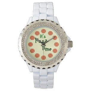 Es ist die lustige Pizza-Zeit Armbanduhr
