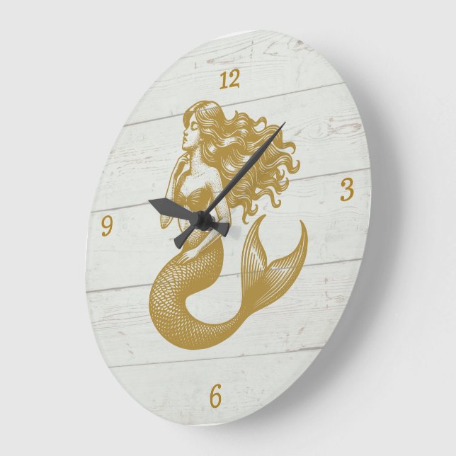 Es ist die "Mermaid Time Wall Clock" Große Wanduhr (Winkel)