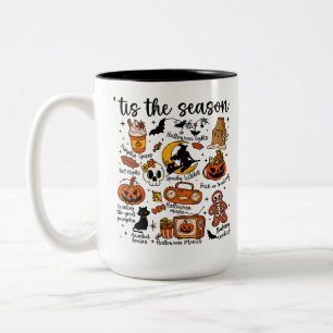 Es ist die richtige Jahreszeit Halloween-Kritzelei Zweifarbige Tasse