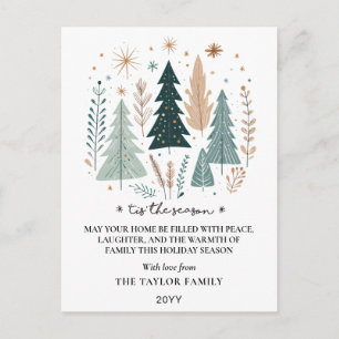 Es ist die Saison Boho Botanische Weihnachtsbäume Feiertagspostkarte