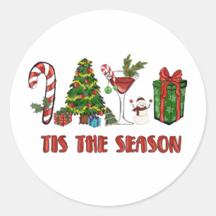 Es ist die Saison Frohe Weihnachten Runder Aufkleber