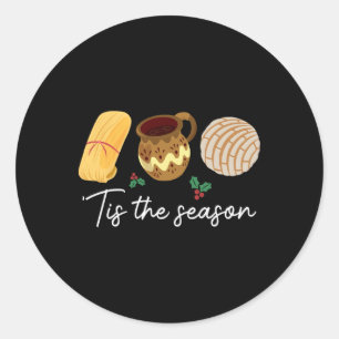 Es ist die Saison für Tamales Weihnachtsspaß Mexik Runder Aufkleber