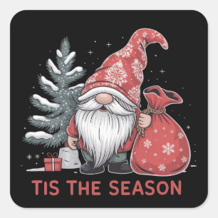 Es ist die Saison Gnom Weihnachten Urlaub Winter Quadratischer Aufkleber