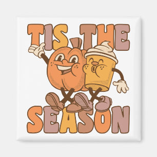 Es ist die Saison Groovy Kürbis Kaffee mit Vintage Magnet