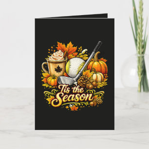 Es ist die Saison Herbst Golf Kürbis Gewürz Kaffee Feiertagskarte