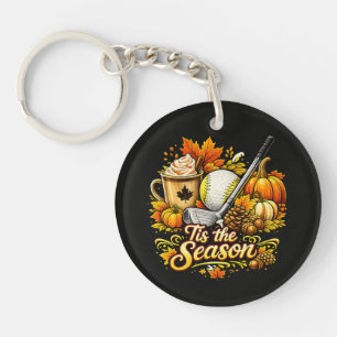 Es ist die Saison Herbst-Golf-Kürbis-Gewürz-Kaffee Schlüsselanhänger