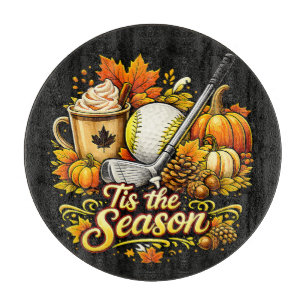 Es ist die Saison Herbst Golf Kürbisgewürz Kaffee Schneidebrett