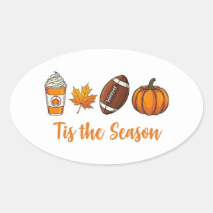 Es ist die Saison Herbstfußball Ovaler Aufkleber