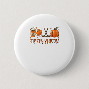 Es Ist Die Saison Kürbis-Latte Herbstblätter Dankf Button