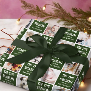 Es ist die Saison Lustiger Foto-Grid Weihnachtsges Geschenkpapier
