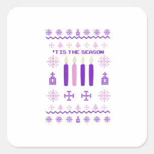 Es ist die Saison Pullover Weihnachten Xmas kathol Quadratischer Aufkleber