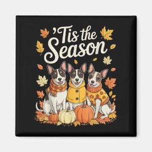 Es ist die Saison Rat Terrier Herbst Kürbis Hund Magnet