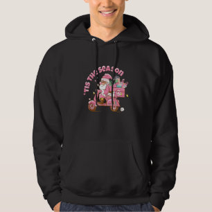 Es ist die Saison Rosa Weihnachtsmann fährt Roller Hoodie