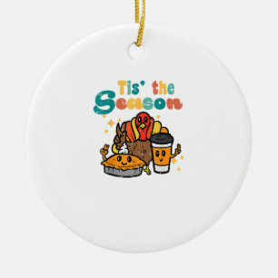 Es ist die Saison Truthahn Kaffee Retro Thanksgivi Keramik Ornament
