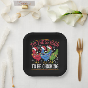 Es ist die Saison, um Weihnachts-Hühnchen-Western  Pappteller