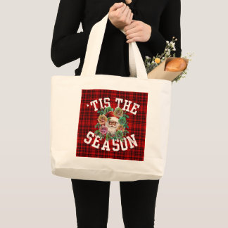 es ist die Saison Weihnachtsmann-Blume floral Urla Jumbo Stoffbeutel