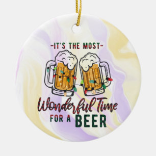Es ist die schönste Zeit für ein Bier Weihnachten Keramik Ornament