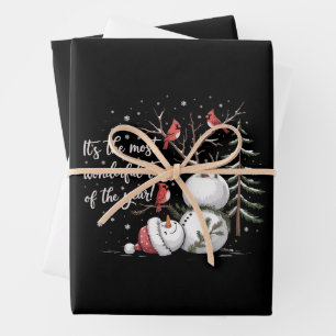 Es ist die wunderbarste Zeit des Jahres Schneemann Geschenkpapier Set
