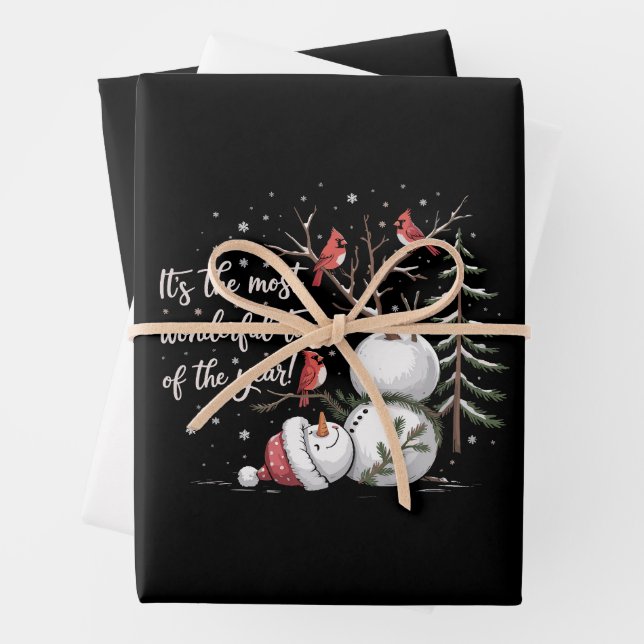 Es ist die wunderbarste Zeit des Jahres Schneemann Geschenkpapier Set (Beispiel)