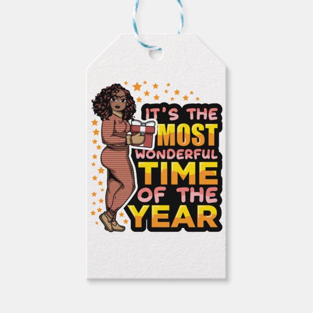 Es ist die wunderbarste Zeit des Jahres Weihnachte Geschenkanhänger (Vorderseite)