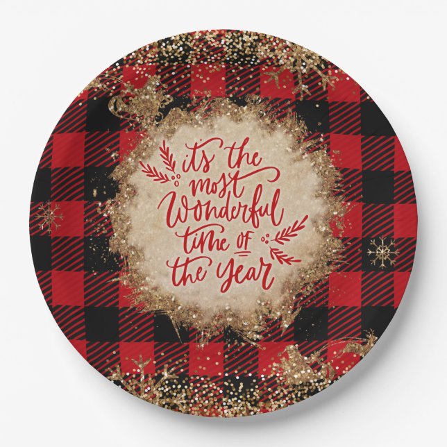 Es ist die wunderbarste Zeit des Jahres Weihnachte Pappteller (Vorderseite)