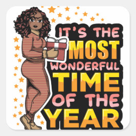 Es ist die wunderbarste Zeit des Jahres Weihnachte Quadratischer Aufkleber